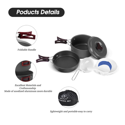 Camping-Kochgeschirr-Set aus gesprenkeltem Aluminium