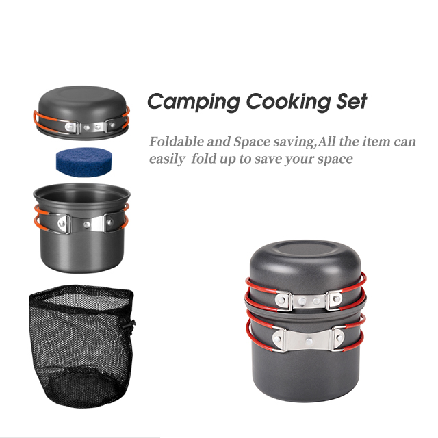 Camping-Kochgeschirr-Set aus eloxiertem Antihaft-Kochgeschirr 