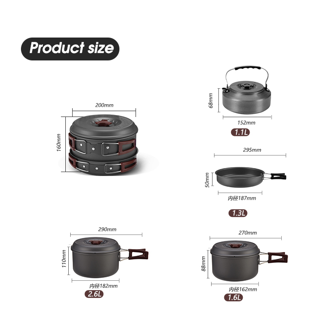 Antihaftbeschichtetes Rucksack-Campingkochgeschirr