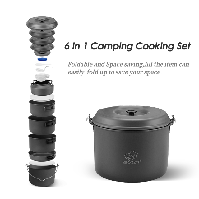 Camping-Kochgeschirr-Set aus gesprenkeltem Aluminium für den Außenbereich