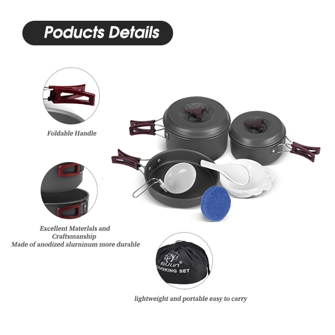 Für Auto Non Stick Ultralight Camping-Kochgeschirr-Set