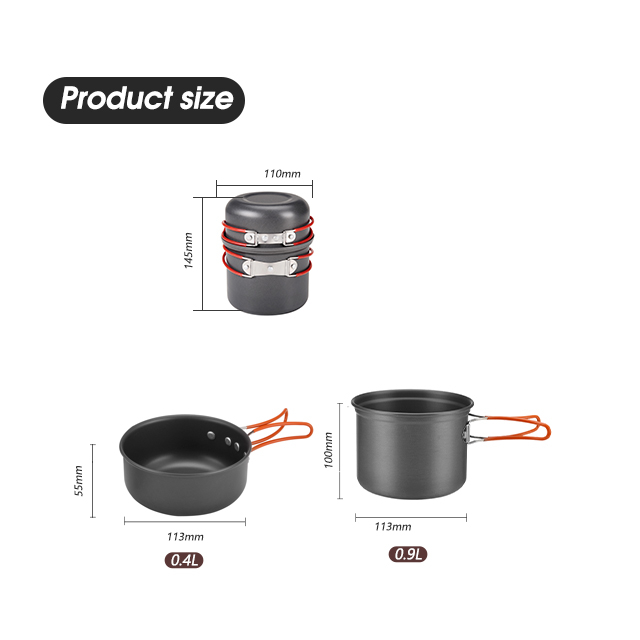 Camping-Kochgeschirr-Set aus eloxiertem Antihaft-Kochgeschirr 