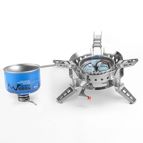 Big Power Table Camping-Gaskocher mit Schild 